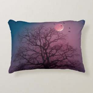 Coussins Décoratifs Élégant Halloween Thème Arbre Lune Artwork Éffraya