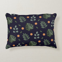 Coussins Décoratifs Élégant Moderne Feuille Botanique Florale Navy