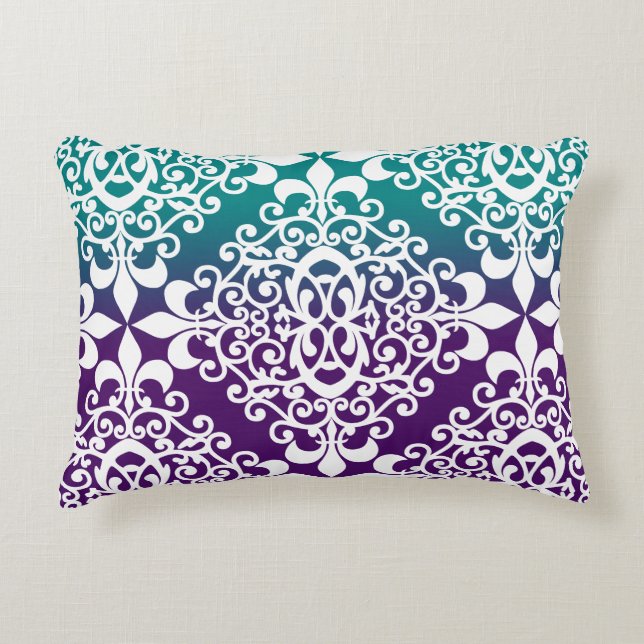 Coussins Décoratifs Élégant Teal Purple Et Blanc (Devant)