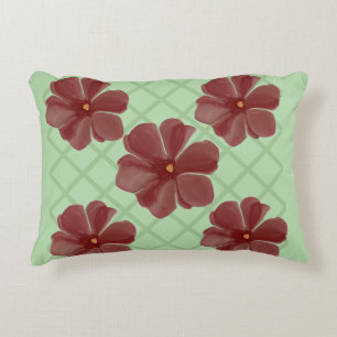 Coussins Décoratifs Élégant treillis floral bordeaux et vert sauge Pat