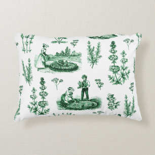 Coussins Décoratifs Elégant Vintage Herbal Garden Sage Green Toile