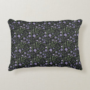 Coussins Décoratifs Elégant violet vert noir Aquarelle Fleurs