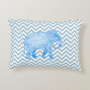 Coussins Décoratifs Eléphant bleu à motif Chevron