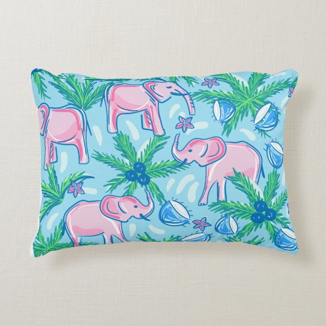 Coussins Décoratifs Eléphant bleu rose pâle (Devant)