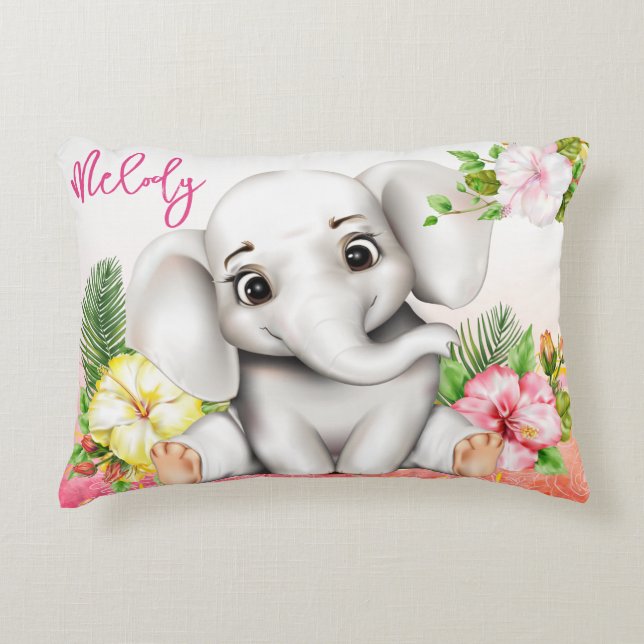 Coussins Décoratifs Elephant Jungle Safari personnalisé bébé (Devant)