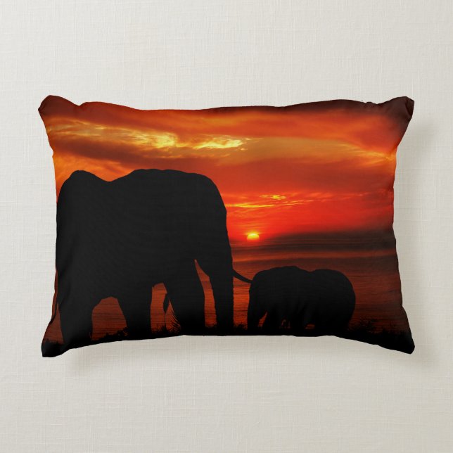 Coussins Décoratifs Elephants at Sunset (Devant)