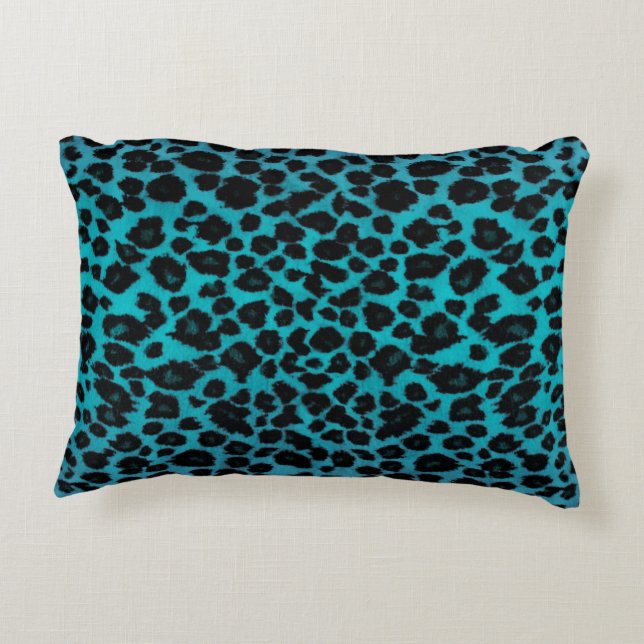 Coussins Décoratifs Empreinte de léopard de turquoise (Dos)
