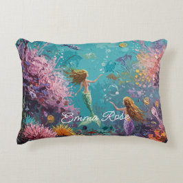 Coussins Décoratifs Enchanted Mermaid Underwater Scene