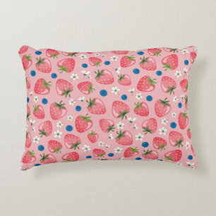 Coussins Décoratifs Eté fraise, arrière - plan caricaturale.