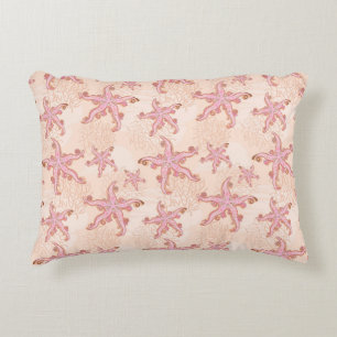 Coussins Décoratifs Étoiles de mer et motif pastel rose corail