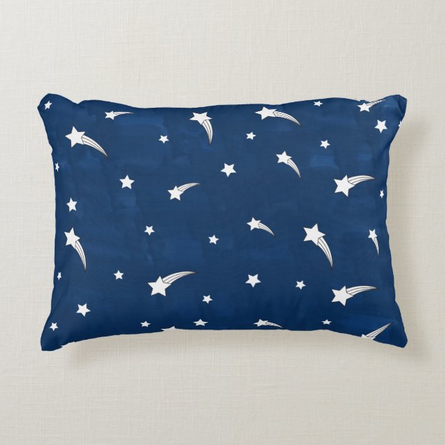 Coussins Décoratifs Étoiles Filantes Aquarelle Bleu Marine (Devant)