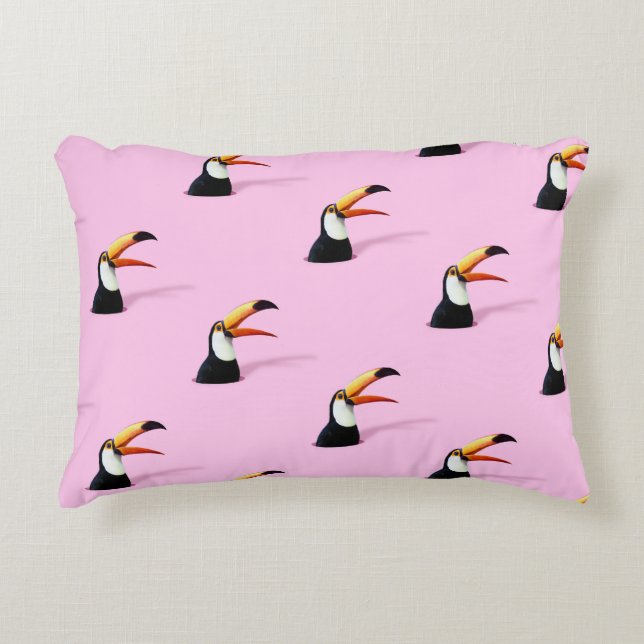 Coussins Décoratifs Faire-part du Toucan : Paradis rose tropical (Devant)