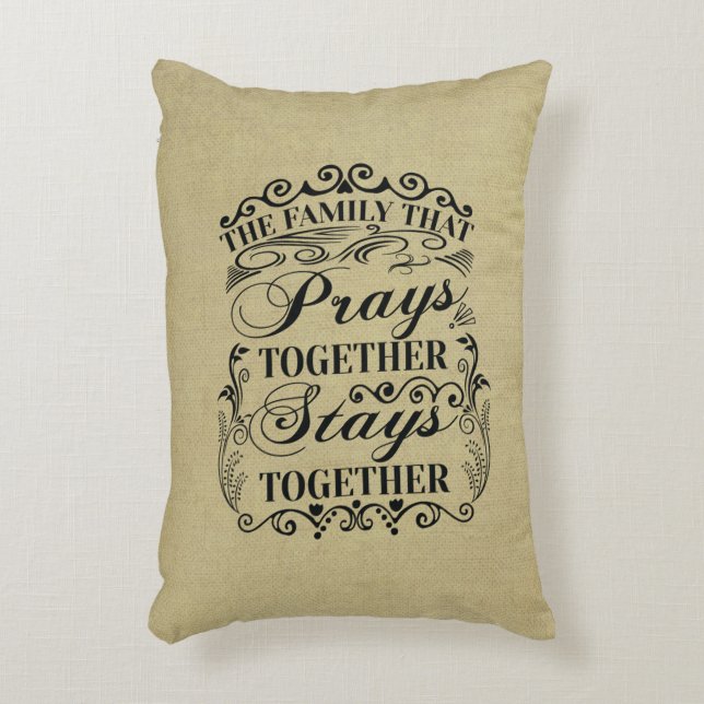 Coussins Décoratifs Family Prays Together Stays Bible Saying (Devant(Vertical))