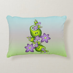 Coussins Décoratifs Fantaisie florale fleurs de lilas formes vertes fr