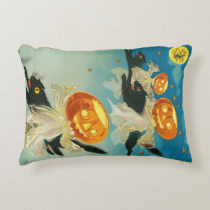 Coussins Décoratifs Fantômes Citrouilles vintages d'Halloween et chats