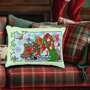 Coussins Décoratifs Fée de Noël Jouets Verts Festifs