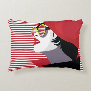 Coussins Décoratifs Femme de mode dans style pop art.