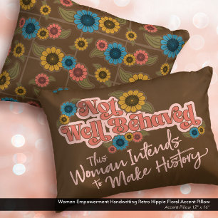 Coussins Décoratifs Femmes Autonomisation écriture rétro hippie floral