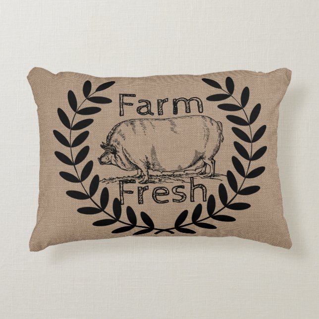 Coussins Décoratifs Ferme rustique Porc frais et Laurels (Devant)