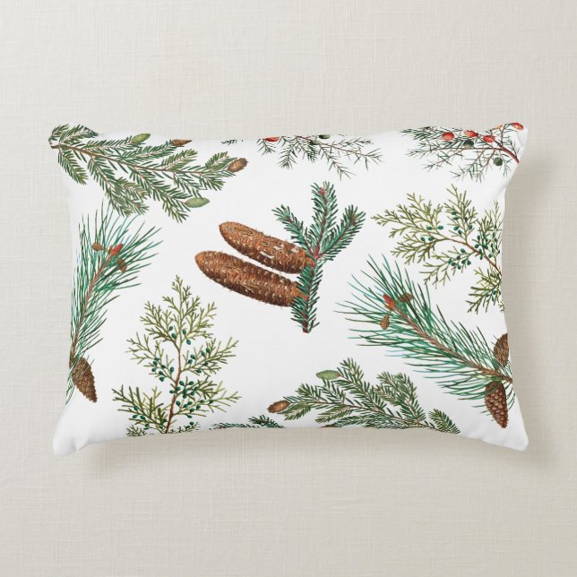 Coussins Décoratifs Festif de la forêt de pins de Noël  (Devant)