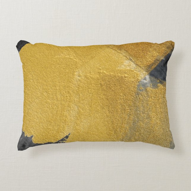 Coussins Décoratifs Feuille d'or, conception noire abstraite (Devant)