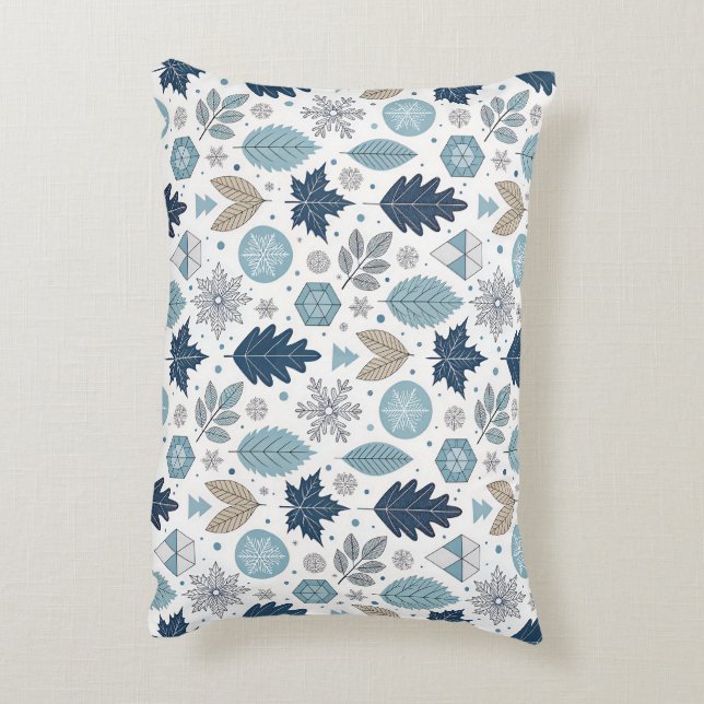 Coussins Décoratifs Feuilles d'hiver et formes de neige (Dos(Vertical))