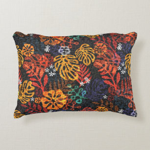 Coussins Décoratifs Feuilles exotiques sur denim, impression transpare