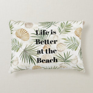Coussins Décoratifs Feuilles Tropicales Coquillages de Plage