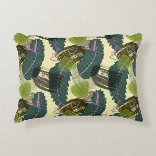 Coussins Décoratifs Feuilles tropicaux et fleurs d'aquarelle.