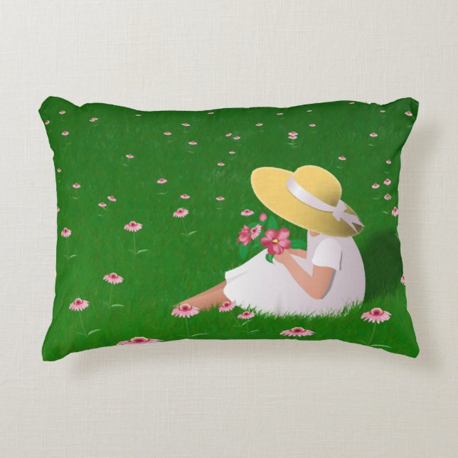 Coussins Décoratifs Fille en herbe (Devant)