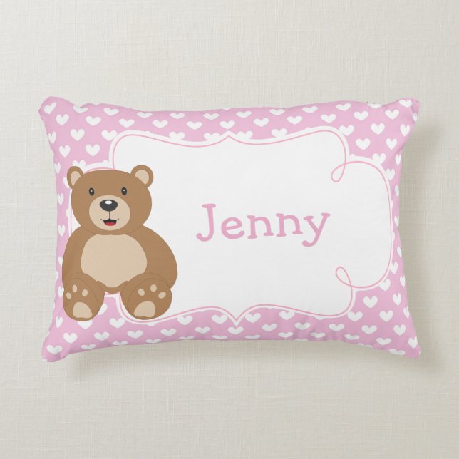 Coussins Décoratifs Fille Ours et Coeurs Teddy (Devant)