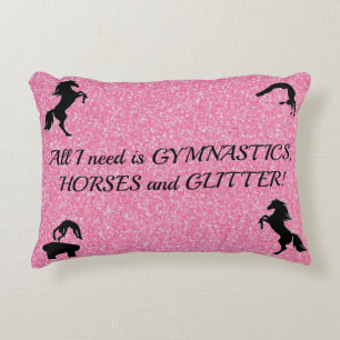 Coussins Décoratifs Filles Gymnastique, Chevaux, Parties scintillant P