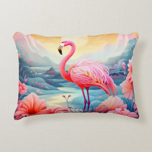 Coussins Décoratifs Flamant Tropical avec Fleurs