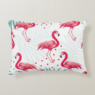 Coussins Décoratifs Flamingo tropical et feuille, motif d'été.