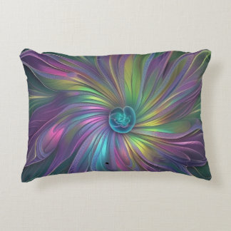 Coussins Décoratifs Fleur de fantaisie colorée et brillante Art fracta