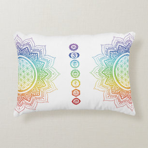 Coussins Décoratifs Fleur de vie   Mandala   Chakra   Blanc