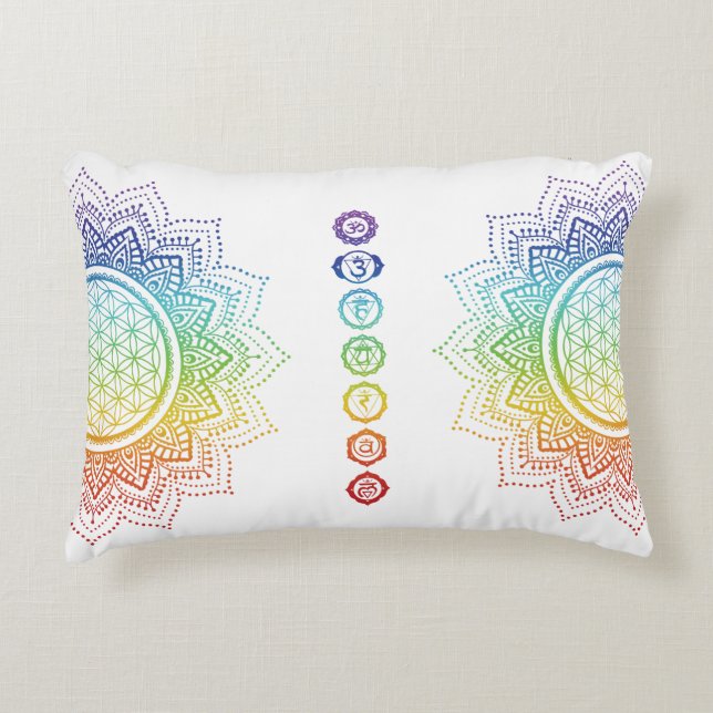Coussins Décoratifs Fleur de vie | Mandala | Chakra | Blanc (Devant)
