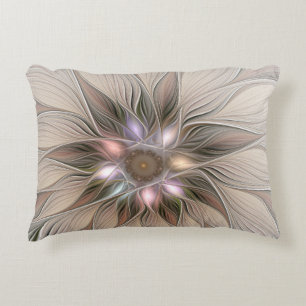 Coussins Décoratifs Fleur joyeuse abstraite beige marron floral fracta