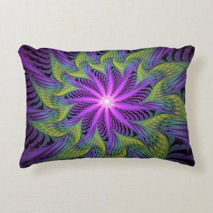 Coussins Décoratifs Fleuron vert violet Art Abstrait fractal moderne