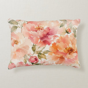 Coussins Décoratifs Fleurs aquarelles romantiques chaudes d'été