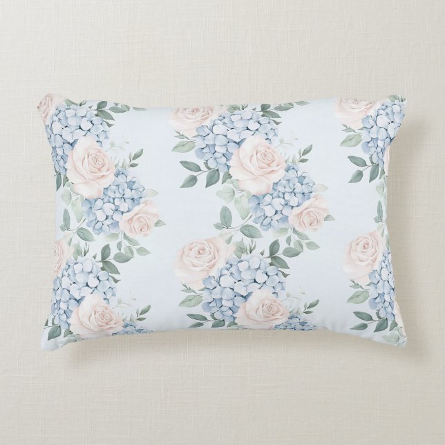 Coussins Décoratifs Fleurs bleues roses romantiques  (Devant)