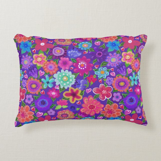 Coussins Décoratifs Fleurs Boho Lumineuses Belle (Devant)