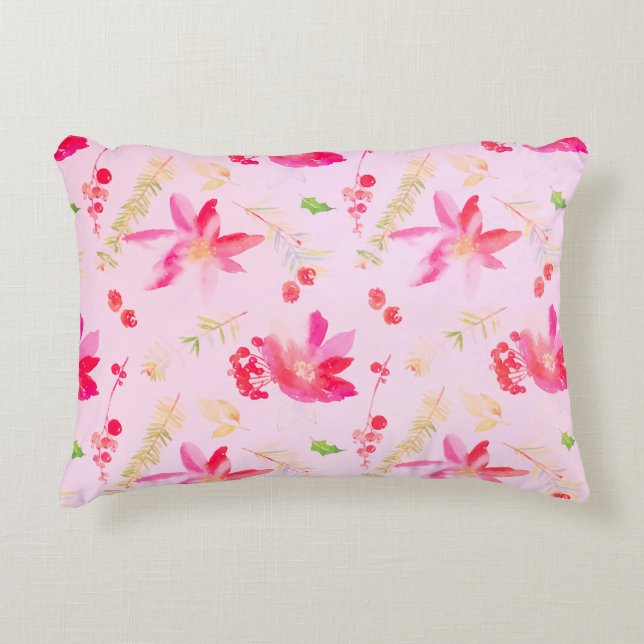 Coussins Décoratifs Fleurs d'aquarelle rose vif (Devant)