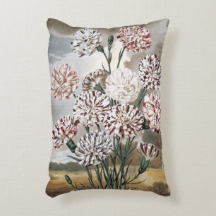 Coussins Décoratifs Fleurs de Œillet Panaché Vintage avec Ciel Gris