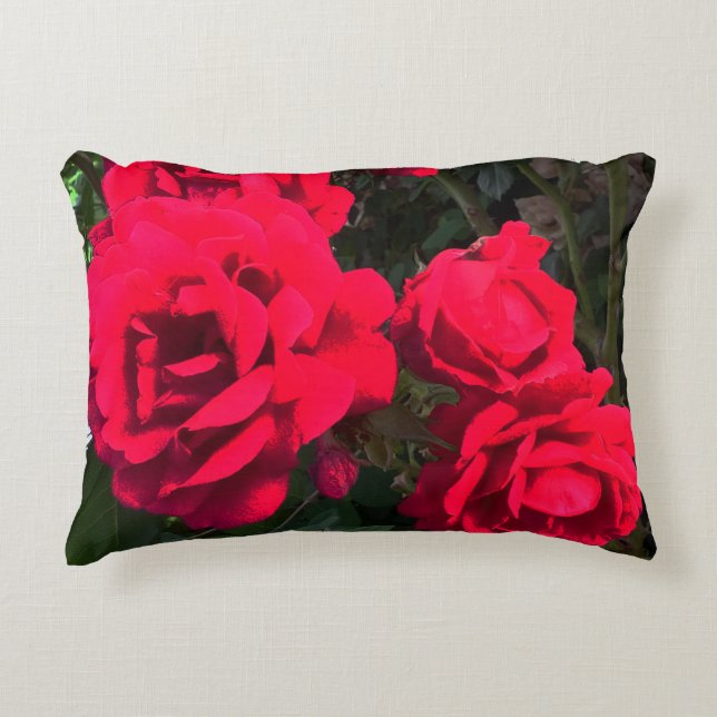 Coussins Décoratifs Fleurs de roses rouges  (Devant)