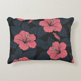 Coussins Décoratifs Fleurs d'Hibiscus : papier peint transparent foncé