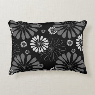 Coussins Décoratifs Fleurs rétro noir et blanc