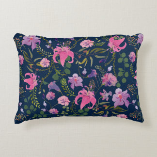 Coussins Décoratifs Fleurs roses et violettes avec des feuilles verts 
