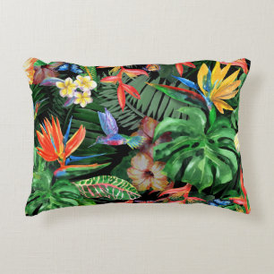 Coussins Décoratifs Fleurs tropicales : Motif d'aquarelle exotique