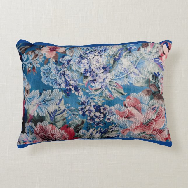 Coussins Décoratifs Floral Brodé Motif Fleurs colorées (Devant)